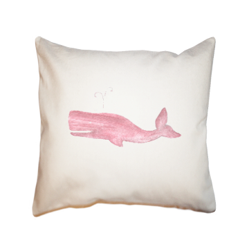 pink whale square pillow
