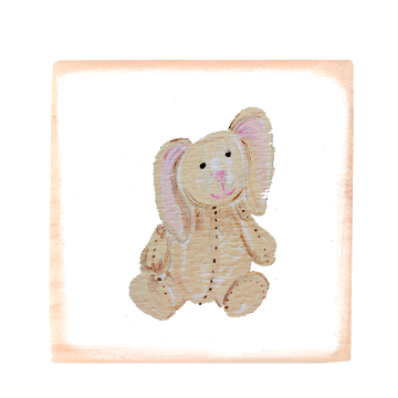 toy bunny square wood block