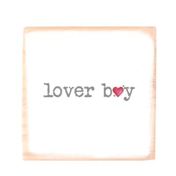lover boy square wood block