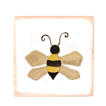 bumble bee square wood block