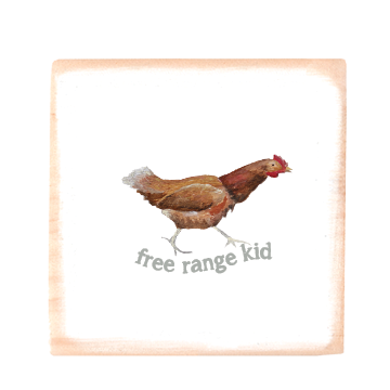 free range kid square wood block
