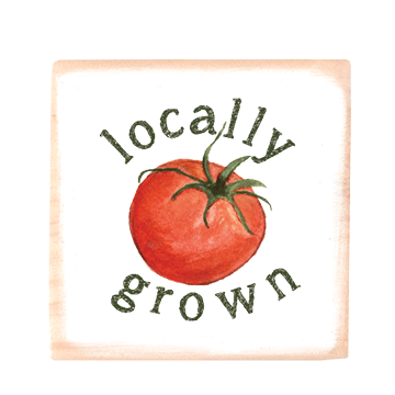 local tomato square wood block