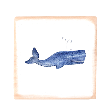 blue whale square wood block