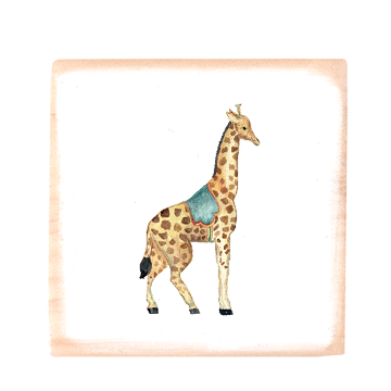 giraffe square wood block