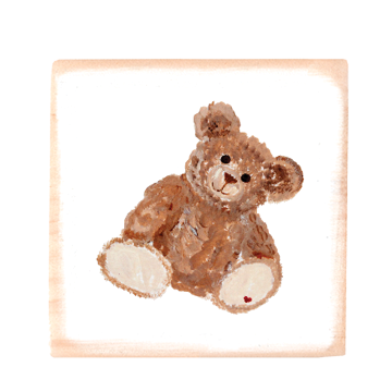 teddy bear square wood block