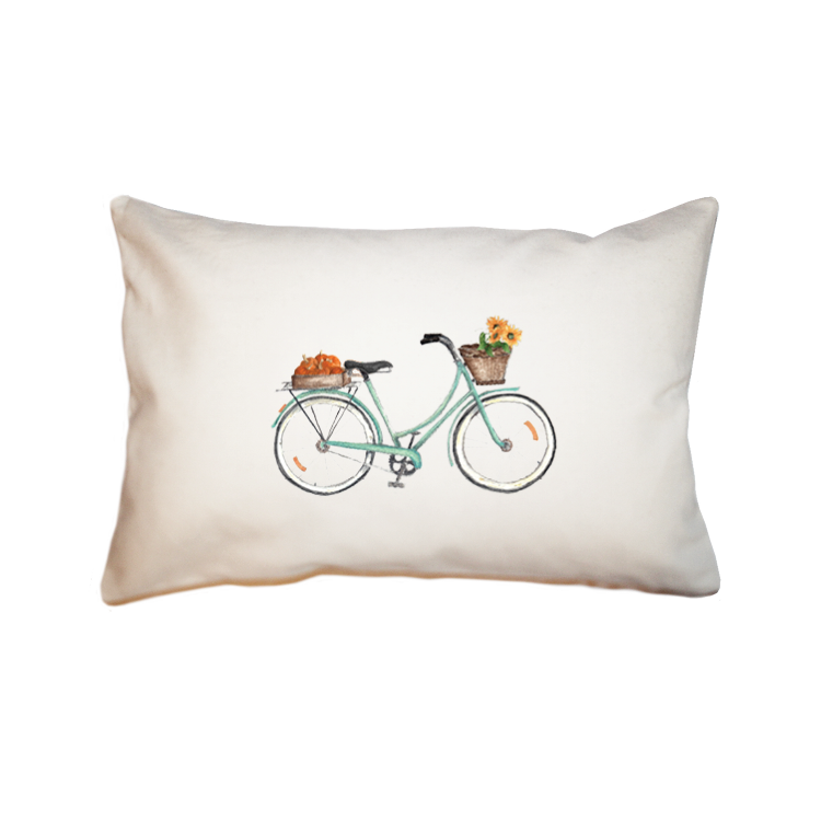 bike with pumpkins and sunflowers large rectangle pillow