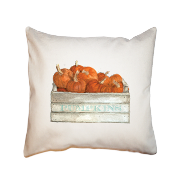 pumpkins in crate square pillow
