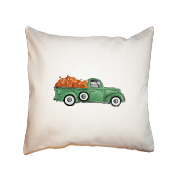 truck with pumpkins square pillow