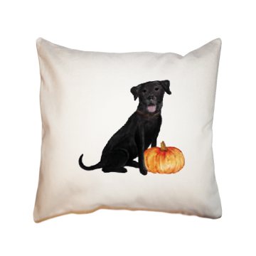 lab with pumpkin square pillow