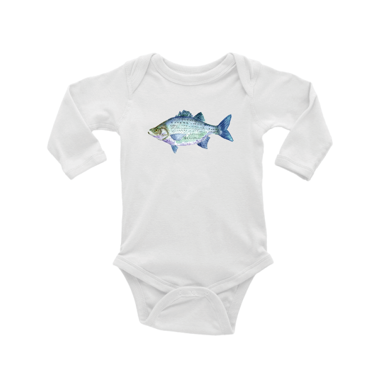 white bass baby snap up long sleeve