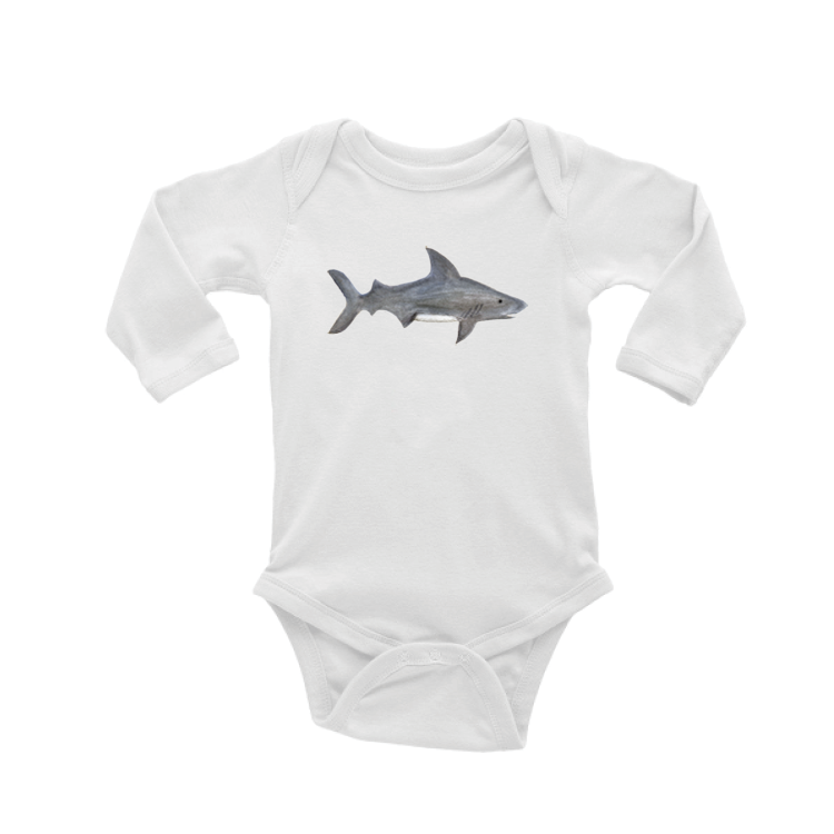 gray shark baby snap up long sleeve