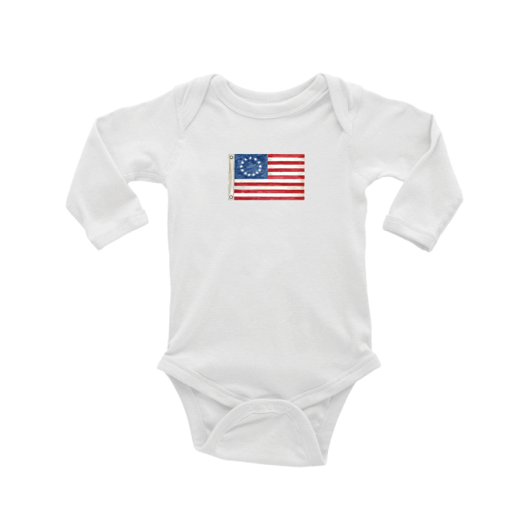 american flag baby snap up long sleeve