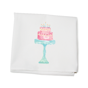birthday cake flour sack towel