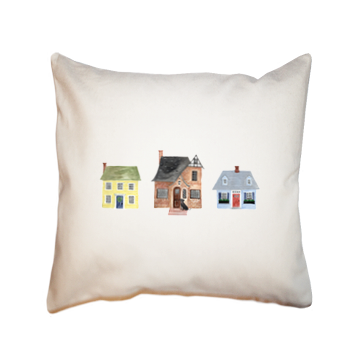 three houses season neutral square pillow