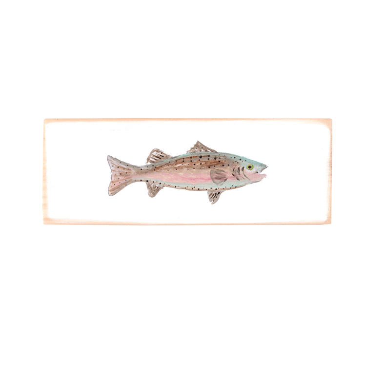 rainbow trout rectangle wood block