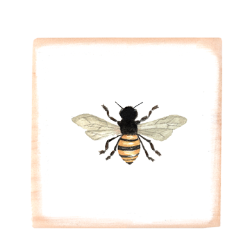 bee square wood block