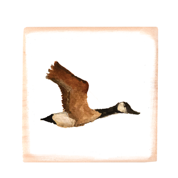 goose in flight square wood block