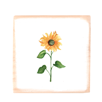 sunflower square wood block