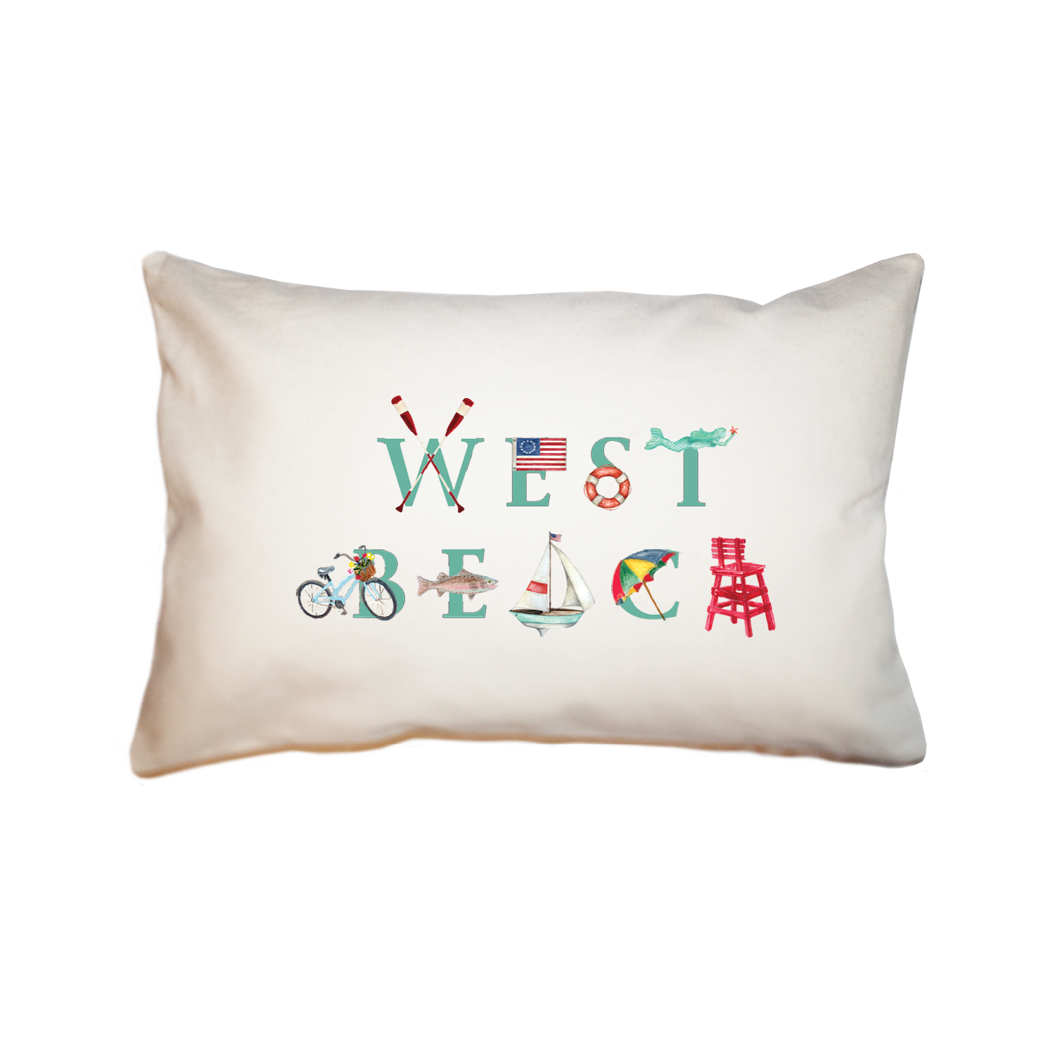 West Beach large rectangle pillow Tina Labadini Designs