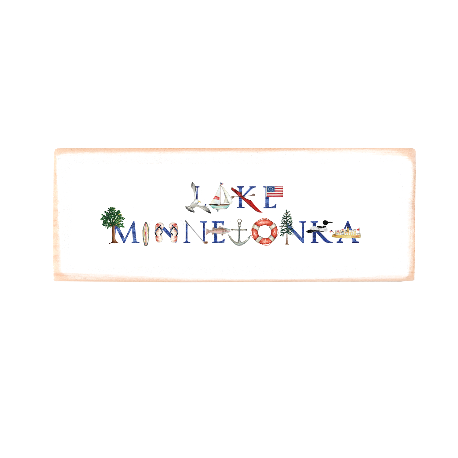 Lake Minnetonka rectangle wood block