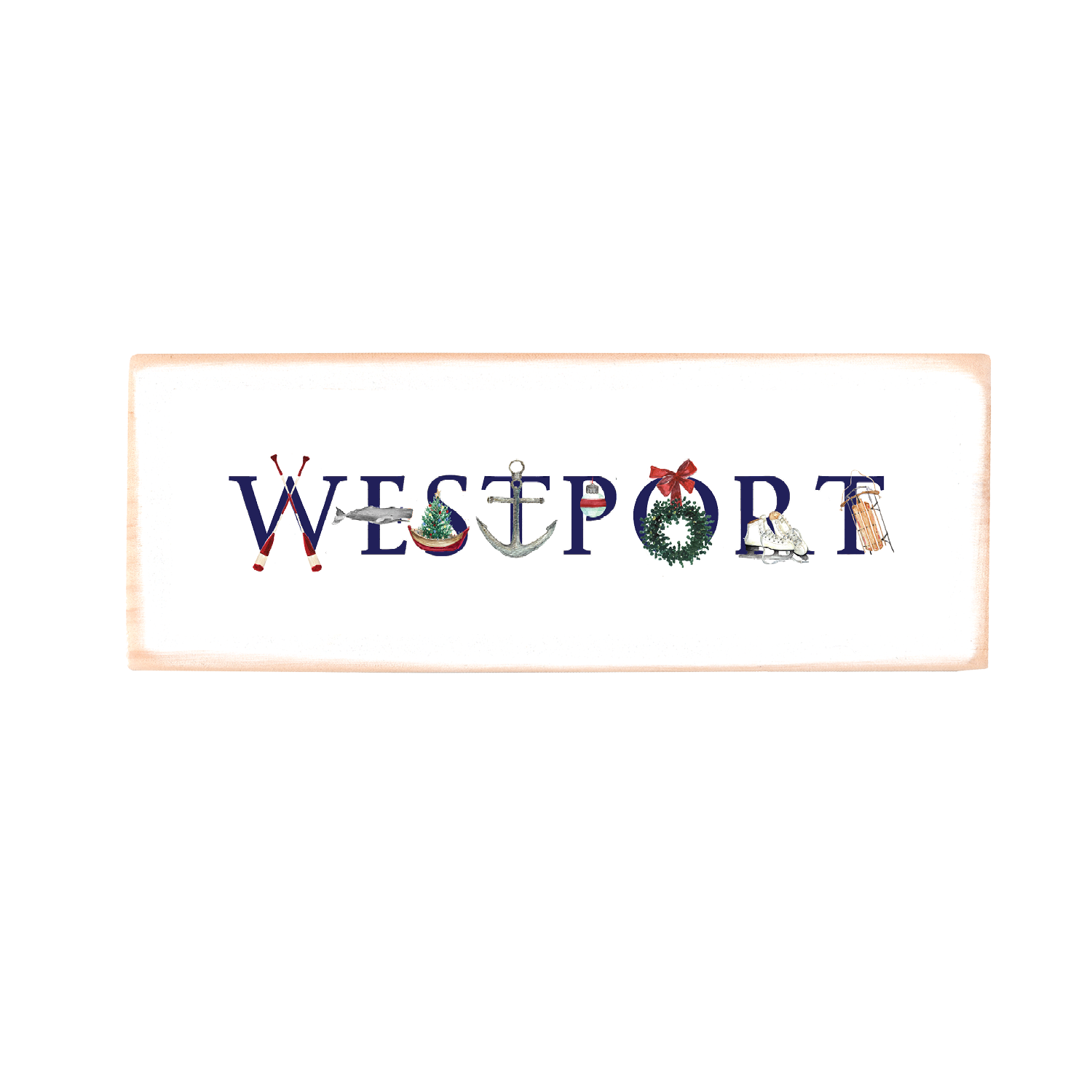 Westport winter rectangle wood block