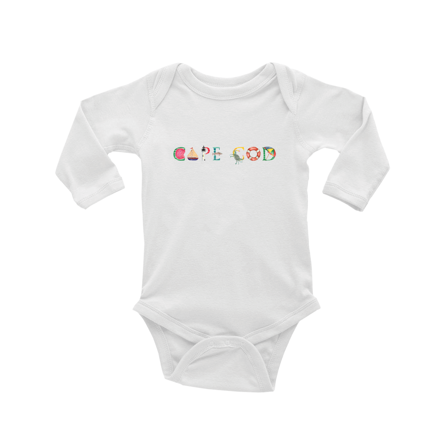 Cape Cod Summer baby snap up long sleeve