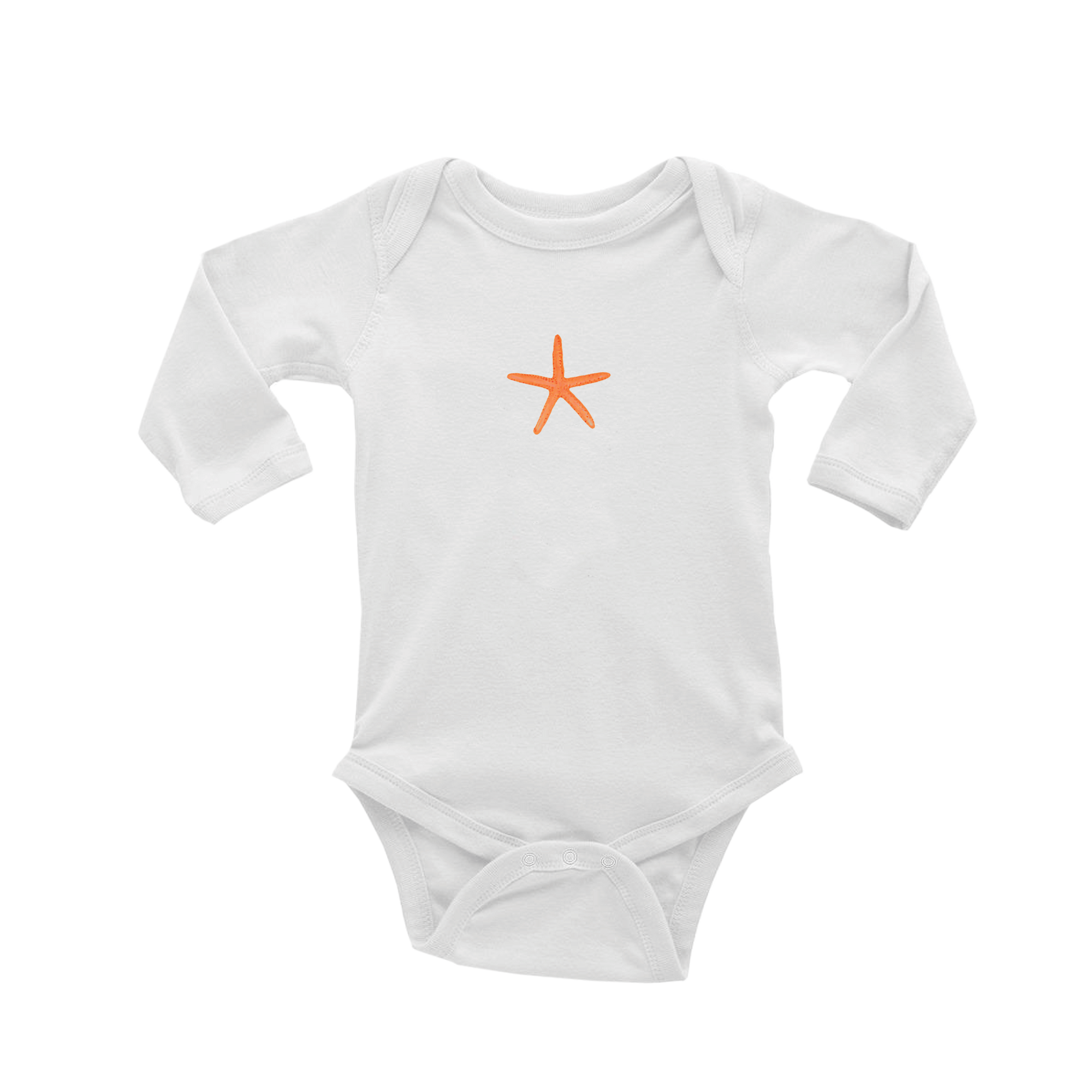 starfish orange baby snap up long sleeve