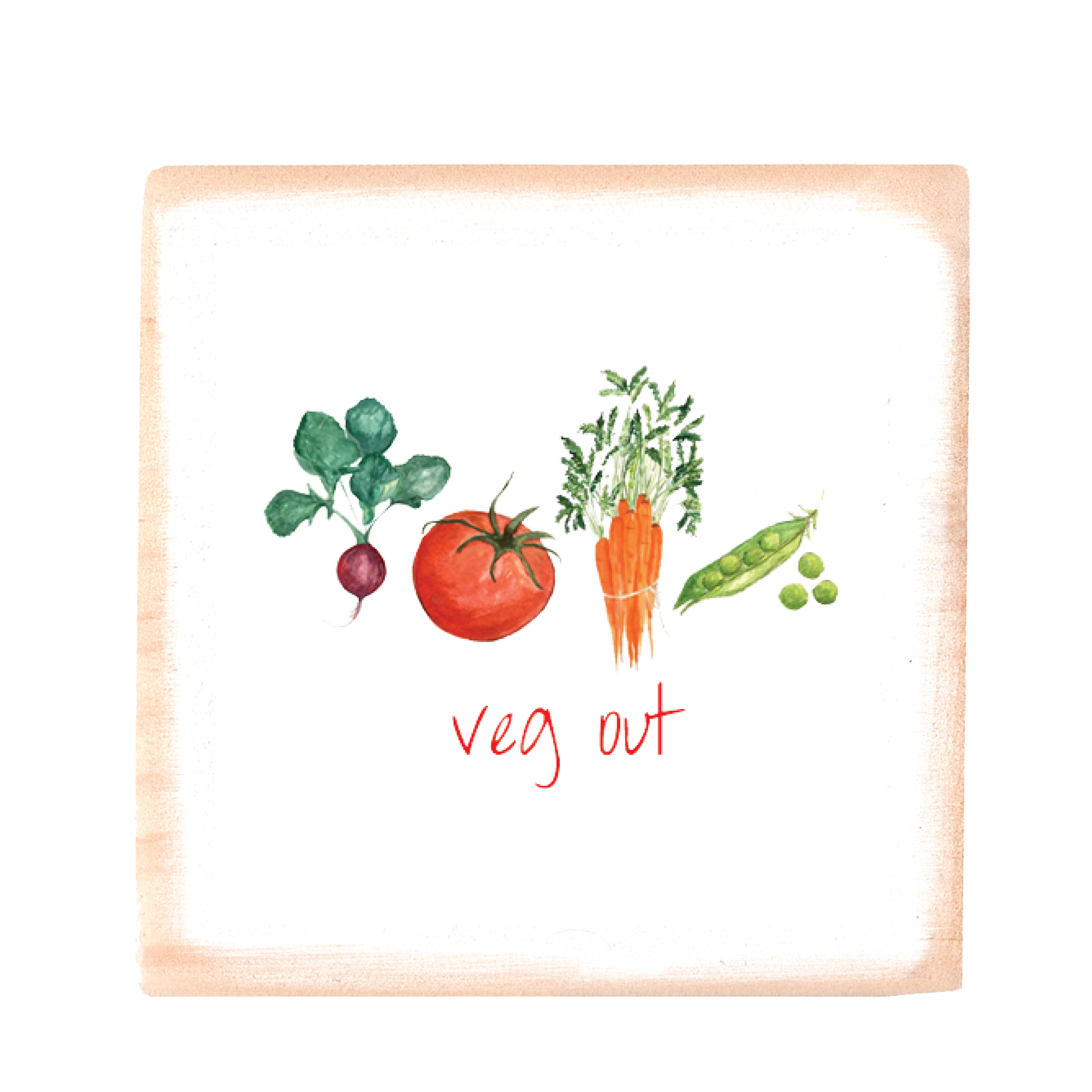 veg out square wood block