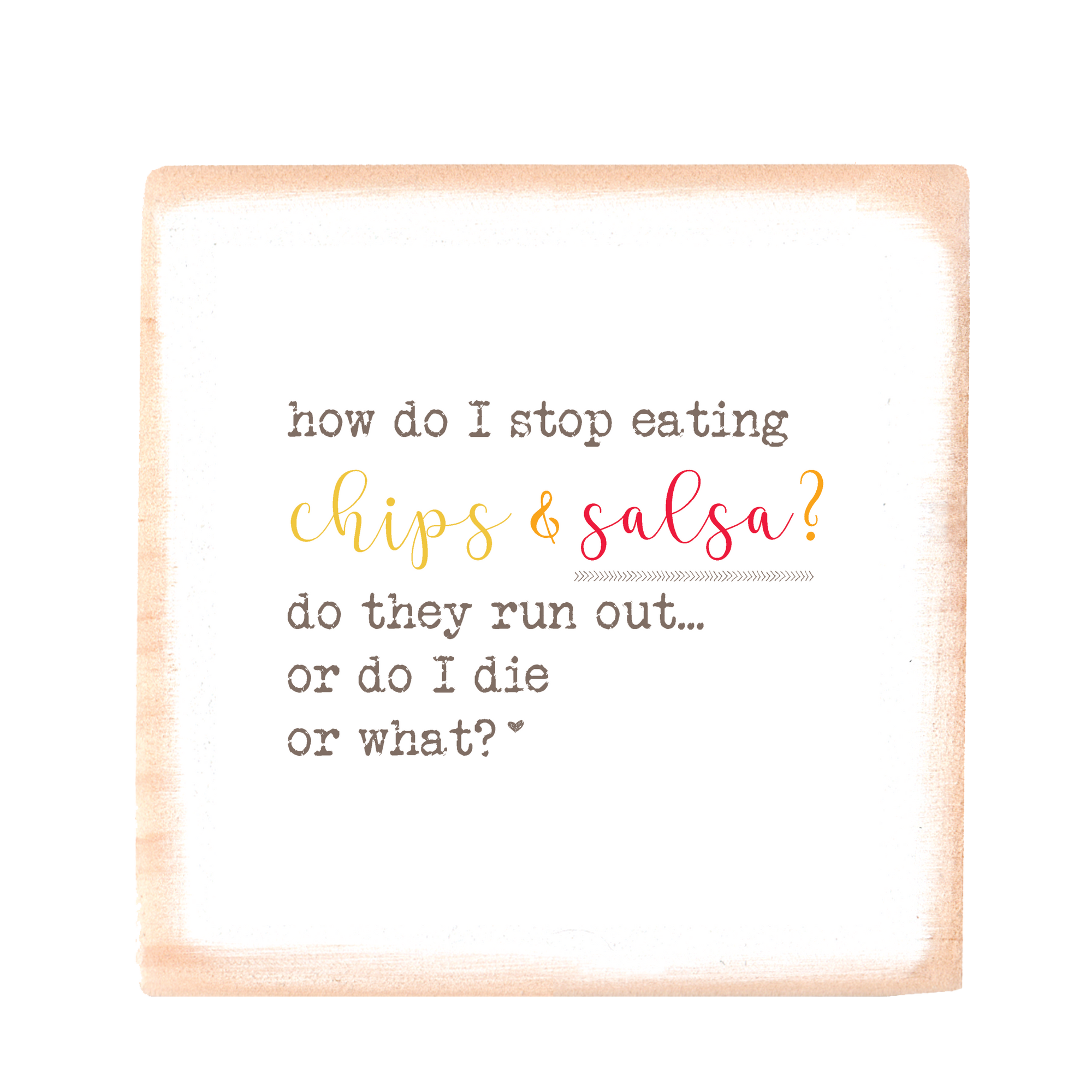 chips and salsa square wood block
