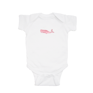 pink whale baby snap up short sleeve