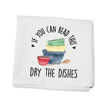 dry dishes art flour sack towel