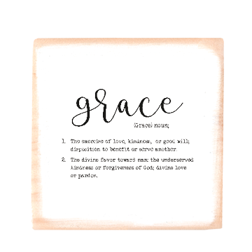 Grace (noun) square wood block