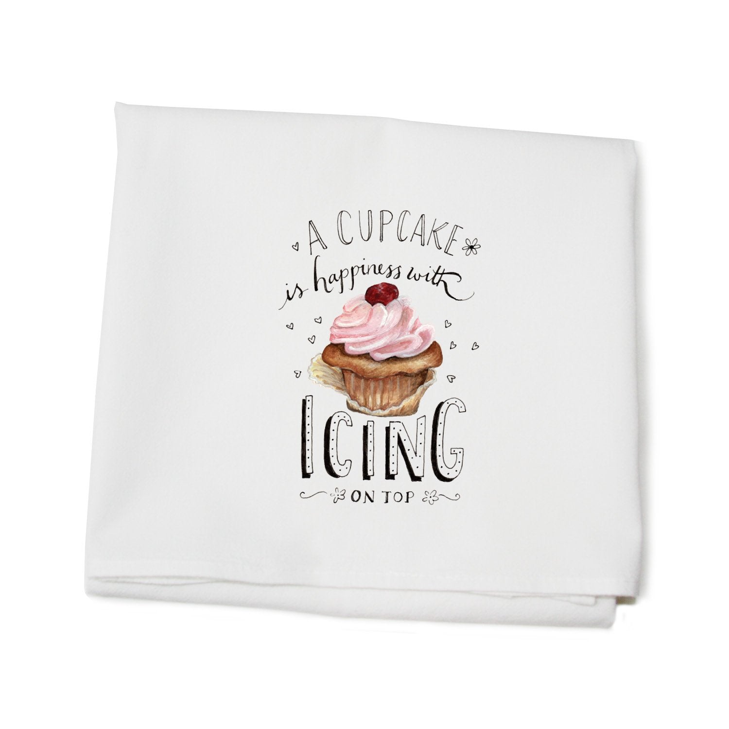 happiness cupcake flour sack towel