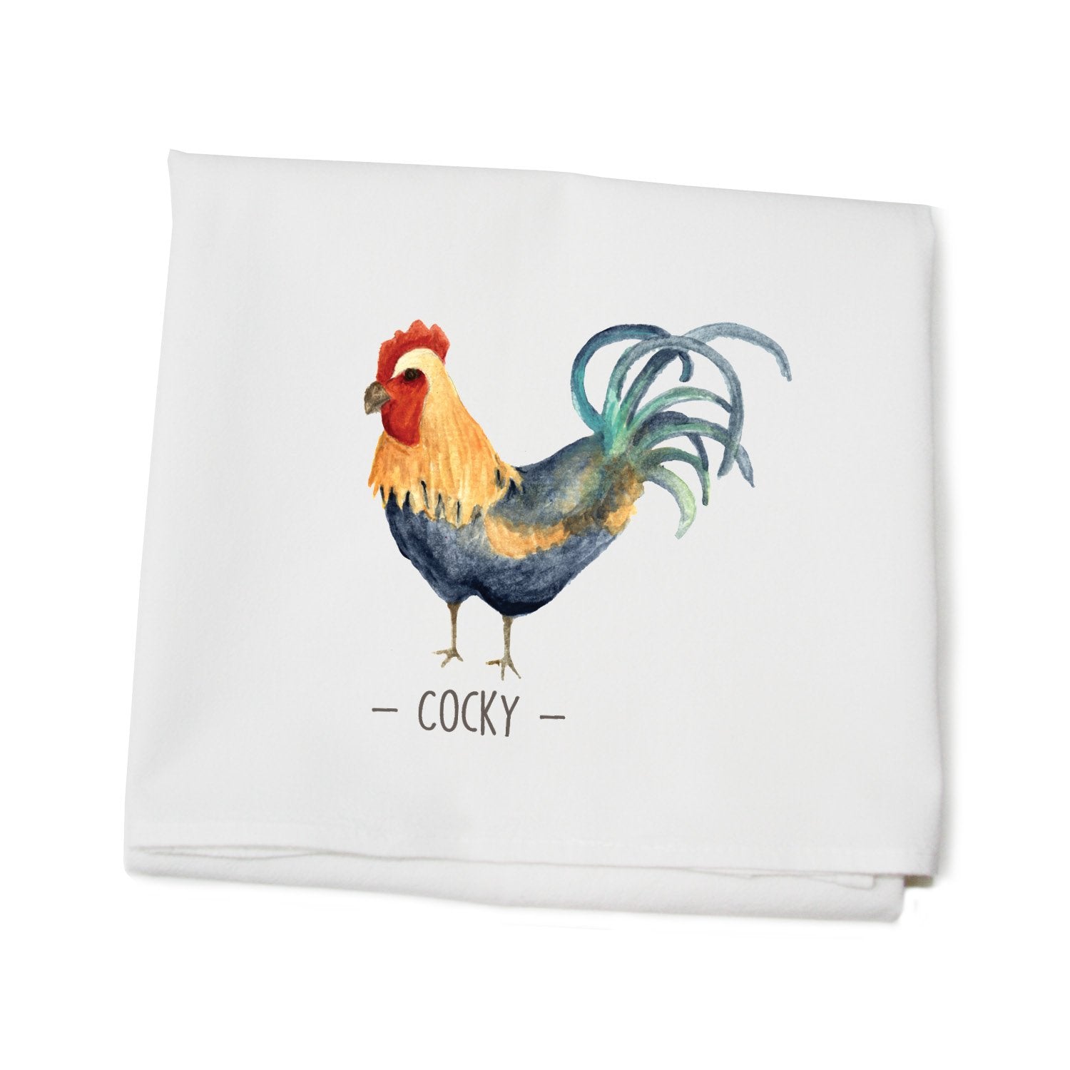 cocky rooster flour sack towel