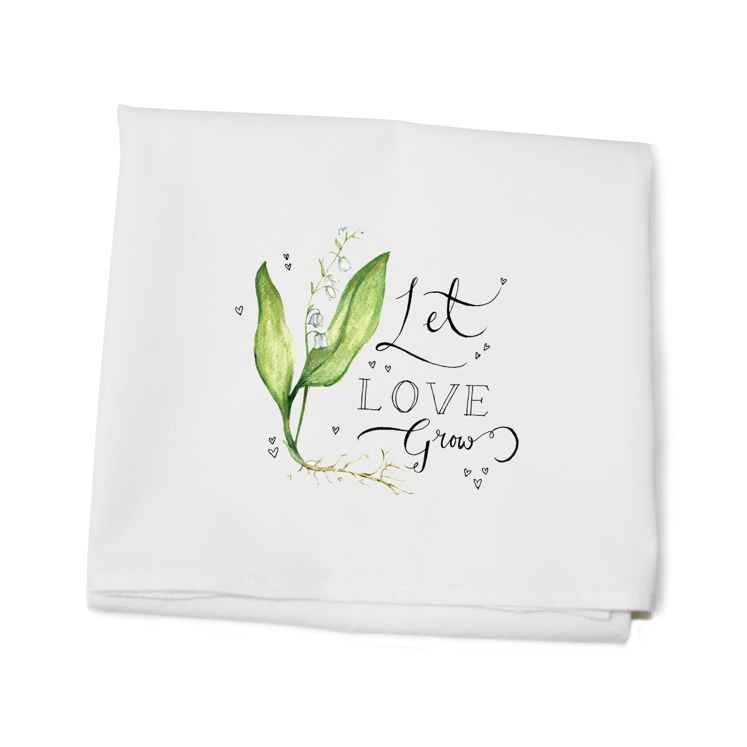 love grows flour sack towel