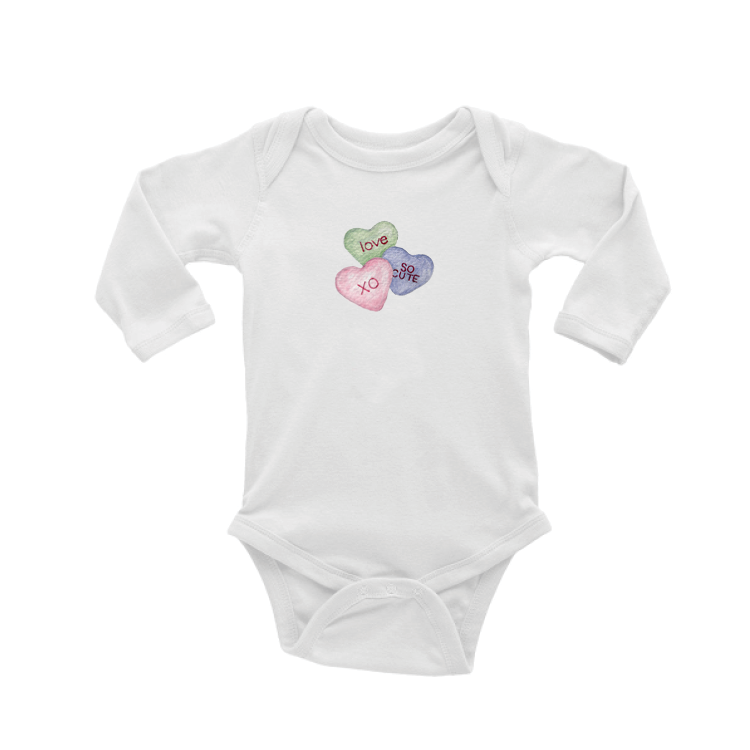 sweet hearts candy baby snap up long sleeve