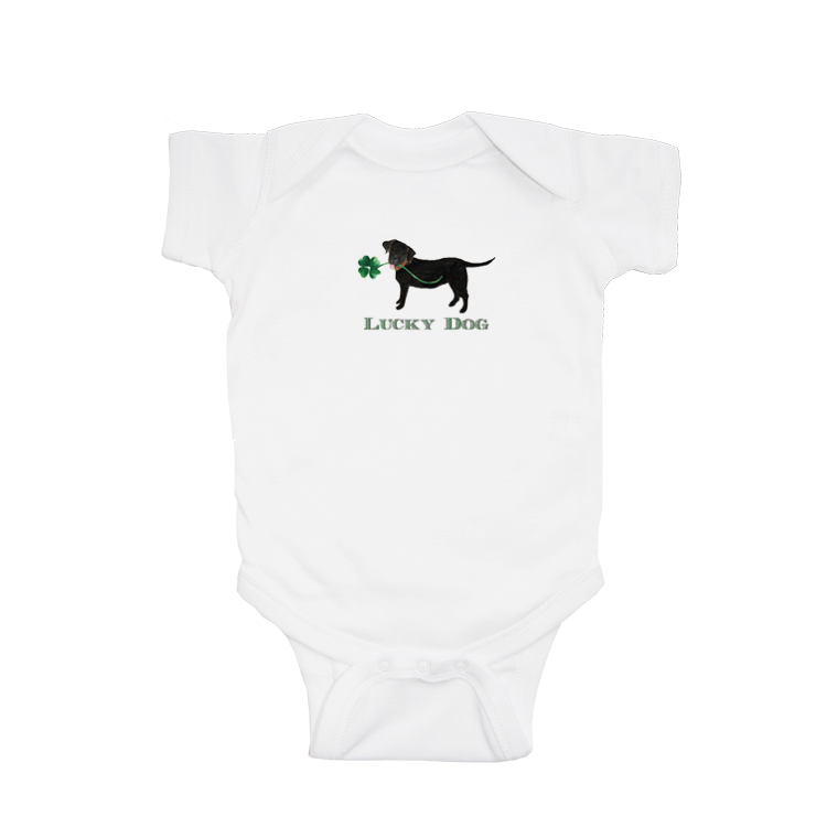 lucky dog baby snap up short sleeve