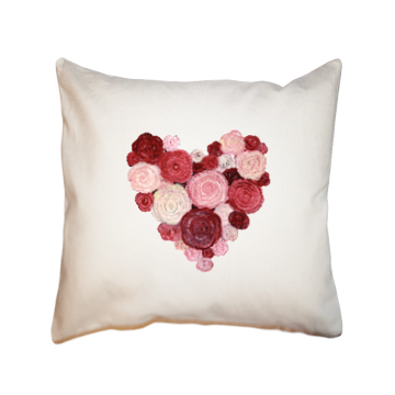 rose heart wreath square pillow