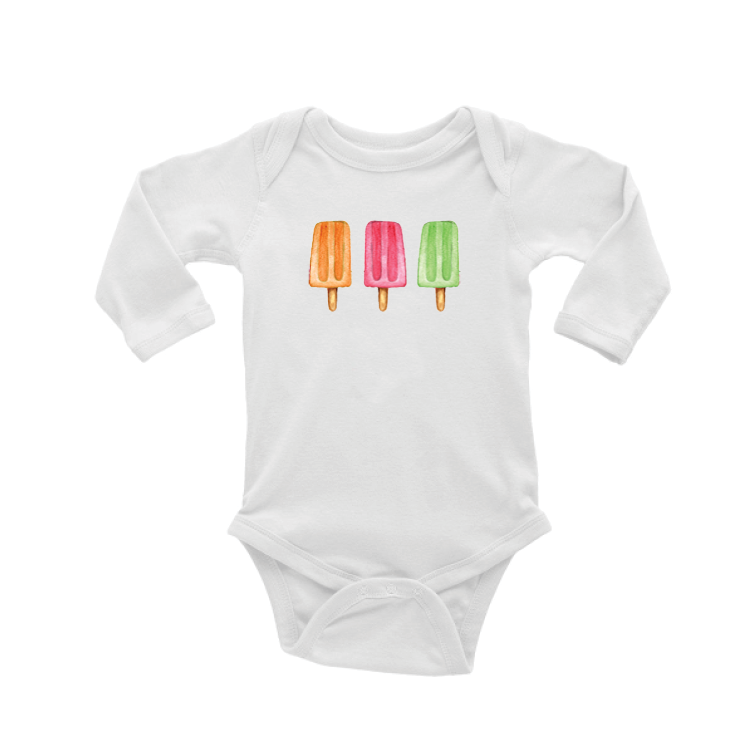 three popsicles baby snap up long sleeve