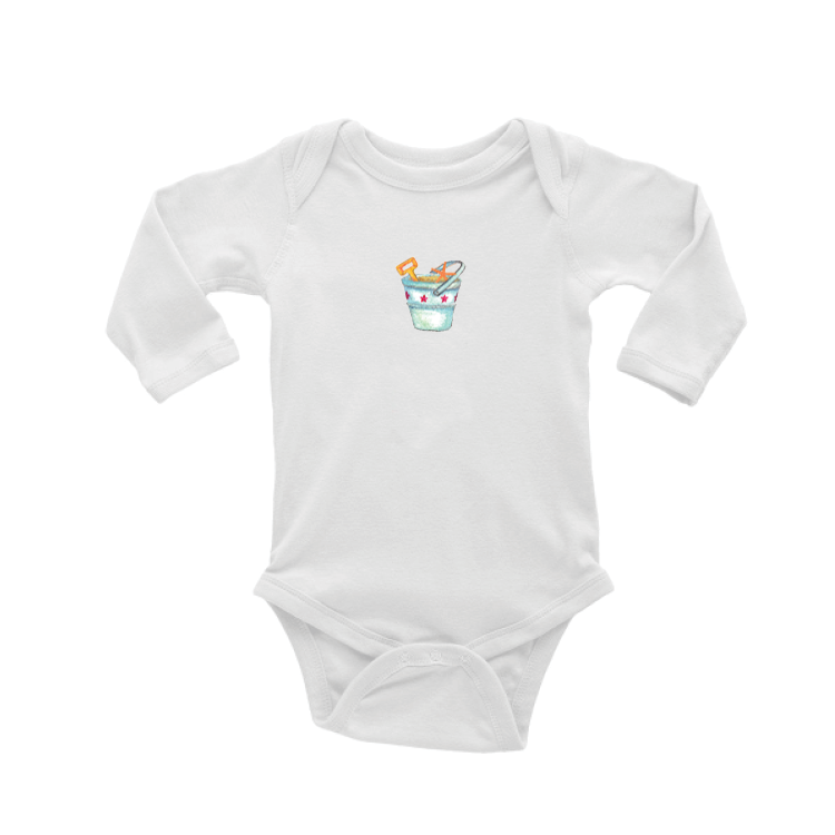 bucket and shovel with star fish baby snap up long sleeve