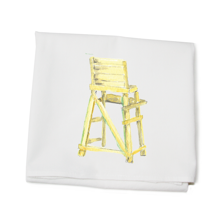guard chair yellow flour sack towel