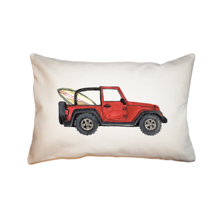 red jeep + surfboard large rectangle pillow
