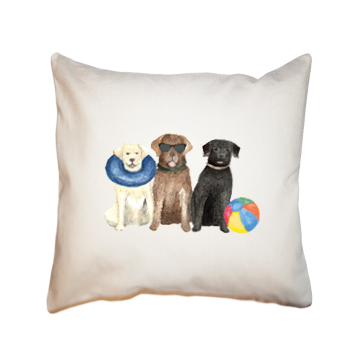 three labs summer square pillow