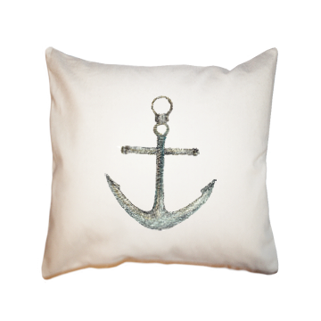 anchor silver square pillow