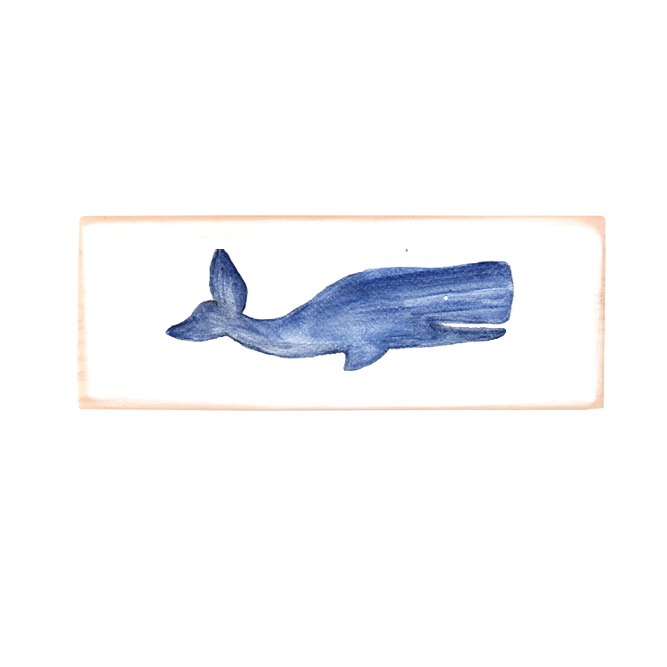 blue whale rectangle wood block