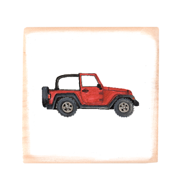 red jeep square wood block