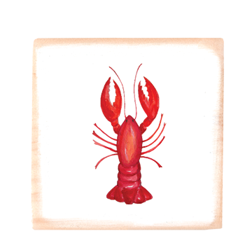 lobster cooked square wood block