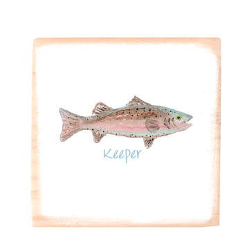 keeper fish square wood block