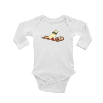 yellow lab on sled baby snap up long sleeve