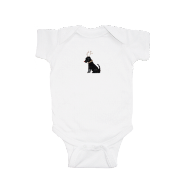 lab with antlers and red nose baby snap up short sleeve